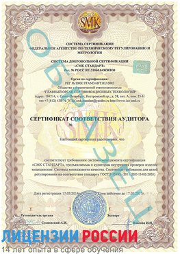 Образец сертификата соответствия аудитора Арсеньев Сертификат ISO 13485